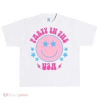 Party In The USA Retro Star Smile Urban Oversized Heavyweight T-Shirt thumb 0