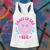 Party In The USA Retro Star Smile Women's Tank Top thumb 3