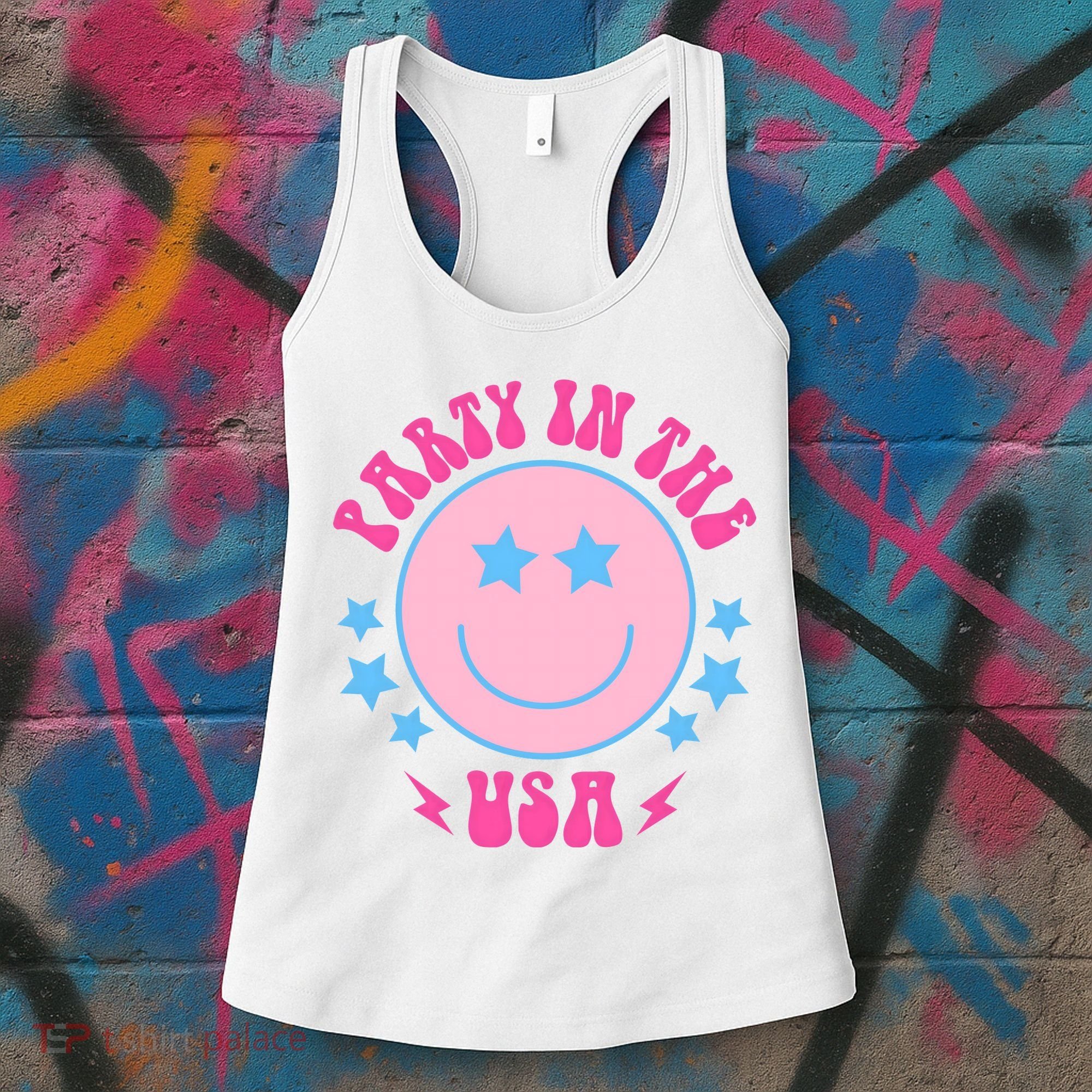 Party In The USA Retro Star Smile Women's Tank Top