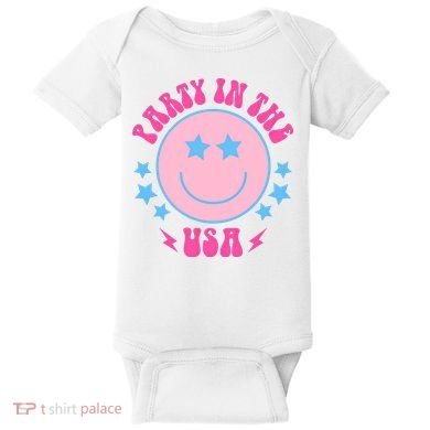 Party In The USA Retro Star Smile Baby Bodysuit
