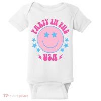 Party In The USA Retro Star Smile Baby Bodysuit thumb 0
