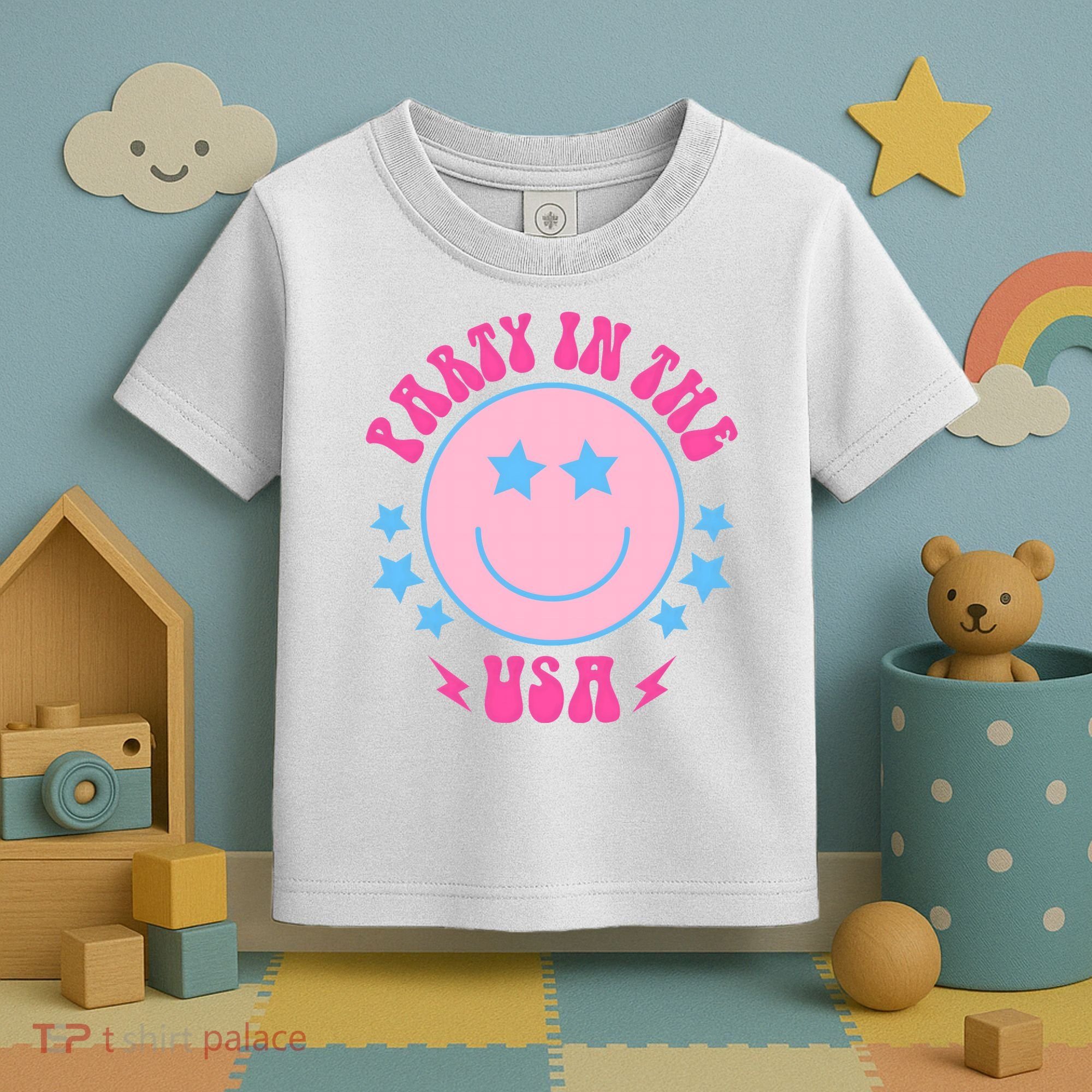Party In The USA Retro Star Smile Toddler T-Shirt