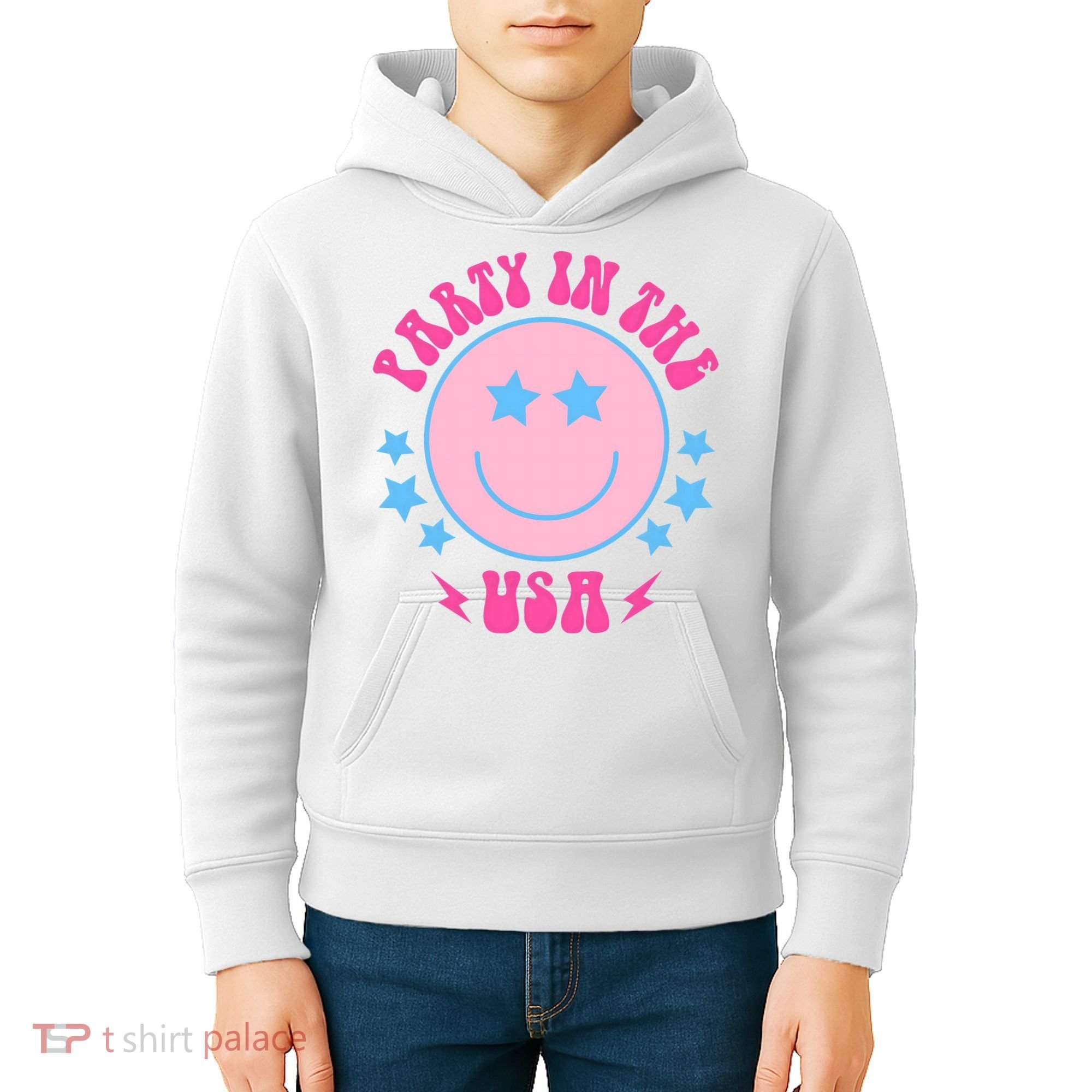 Party In The USA Retro Star Smile Kids Hoodie