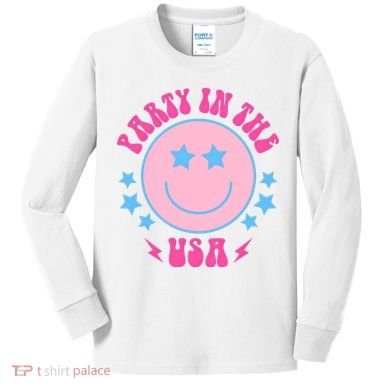 Party In The USA Retro Star Smile Kids Long Sleeve Shirt