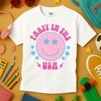 Party In The USA Retro Star Smile Kids T-Shirt thumb 3