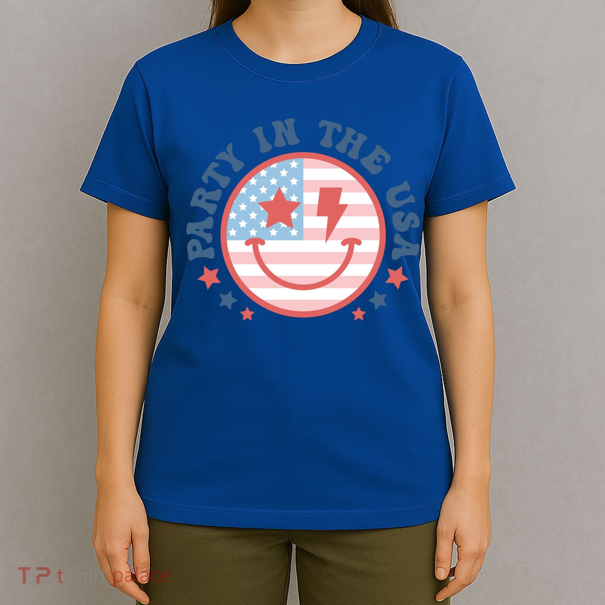 Party In The Usa 4th Of July Preppy Smile Aesthetic Gift T-Shirt