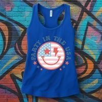 Party In The Usa 4th Of July Preppy Smile Aesthetic Gift Women's Tank Top thumb 3