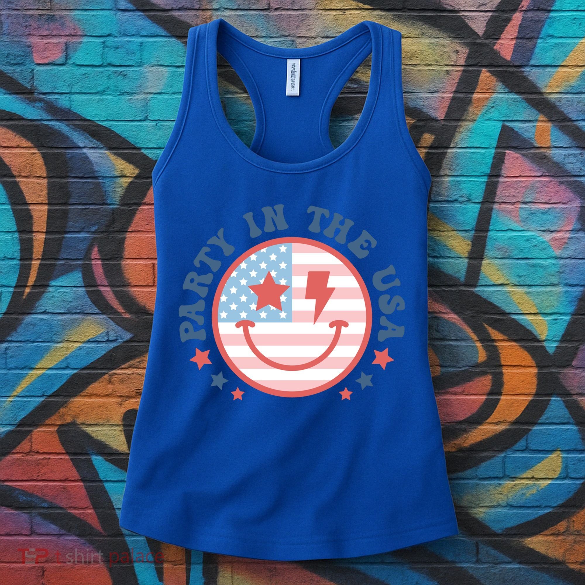 Party In The Usa 4th Of July Preppy Smile Aesthetic Gift Women's Tank Top