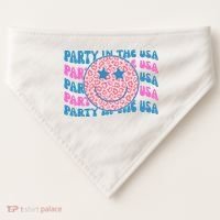 Party In The Usa Retro Smile Groovy USA-Made Doggie Bandana thumb 0