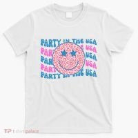Party In The Usa Retro Smile Groovy T-Shirt thumb 0