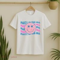 Party In The Usa Retro Smile Groovy T-Shirt thumb 2
