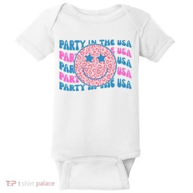 Party In The Usa Retro Smile Groovy Baby Bodysuit
