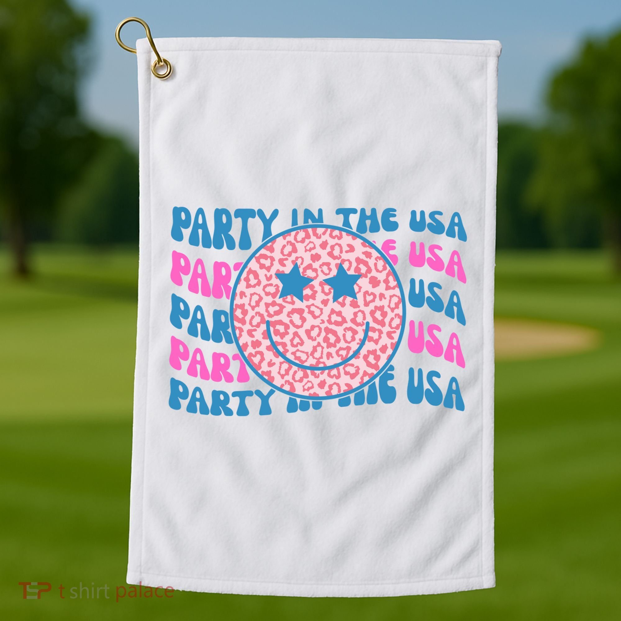 Party In The Usa Retro Smile Groovy Golf Towel