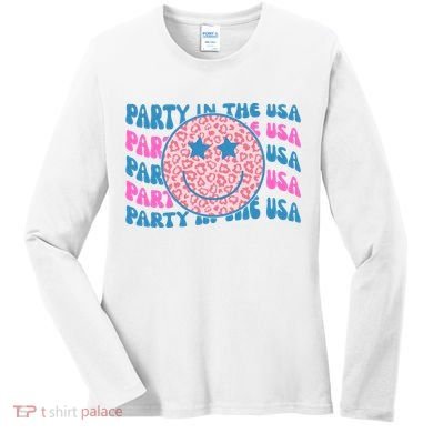 Party In The Usa Retro Smile Groovy Women's Long Sleeve Shirt