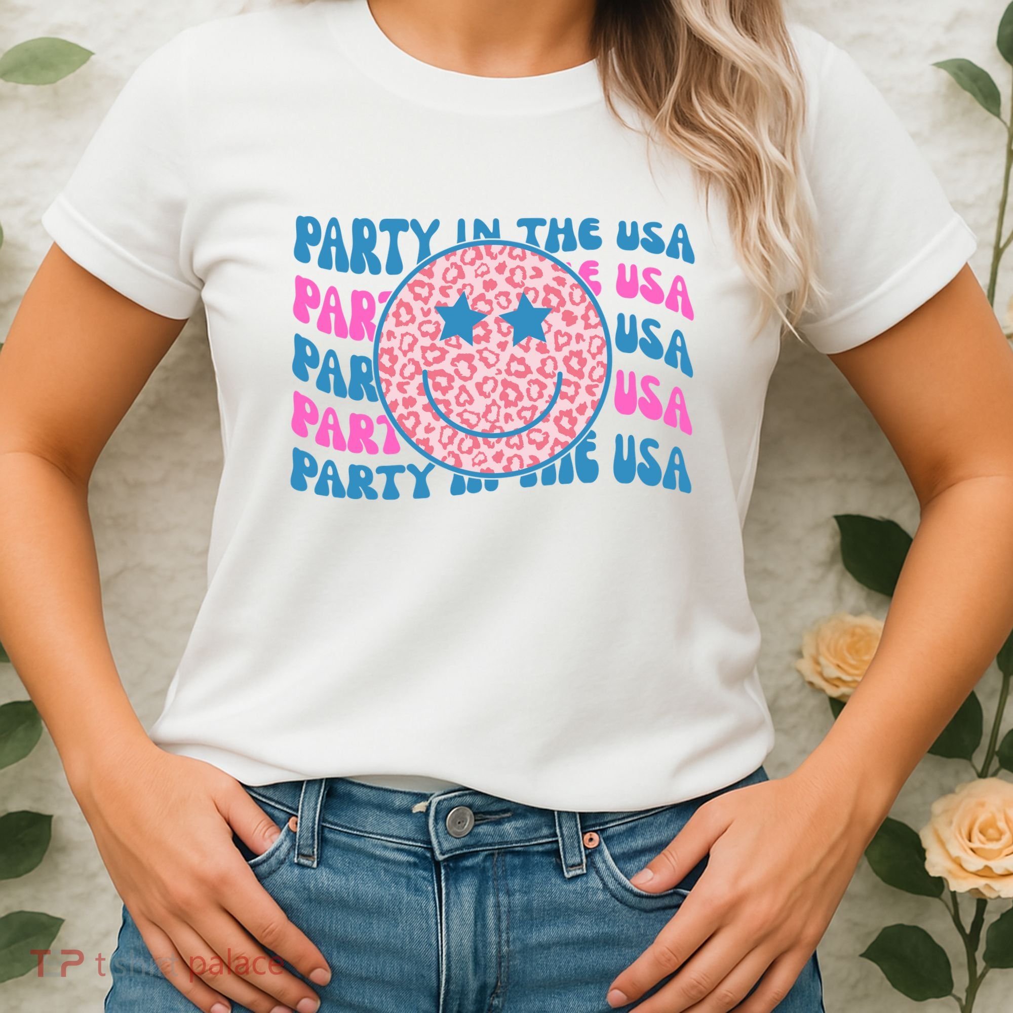 Party In The Usa Retro Smile Groovy Women's T-Shirt