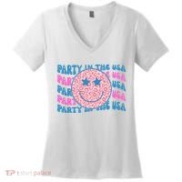 Party In The Usa Retro Smile Groovy Women's V-Neck T-Shirt thumb 0