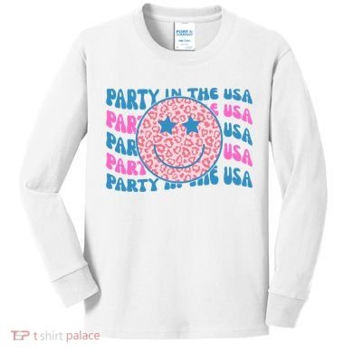 Party In The Usa Retro Smile Groovy Kids Long Sleeve Shirt