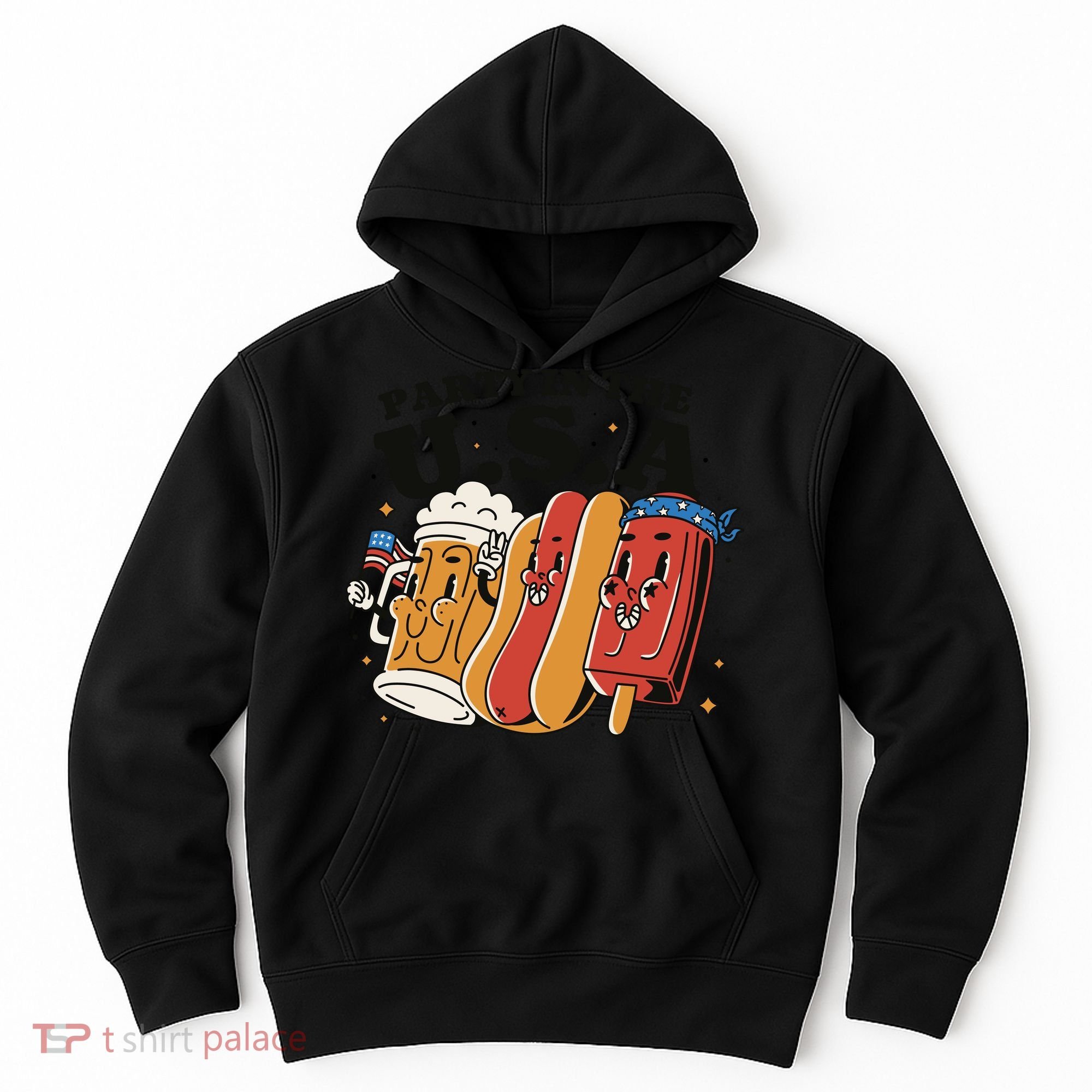 Party In The USA Hot Dog And Beer Funny Hoodie