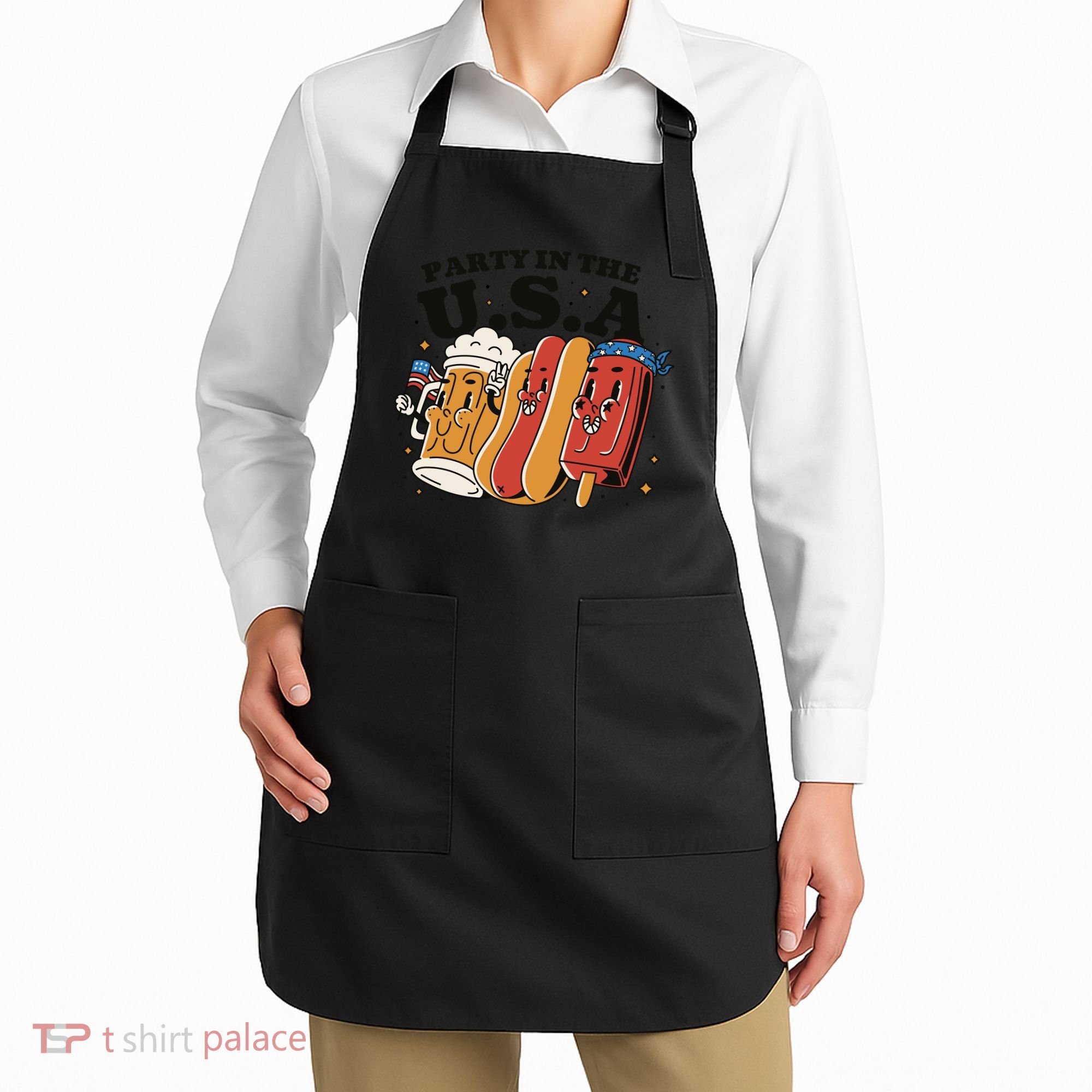 Party In The USA Hot Dog And Beer Funny Apron