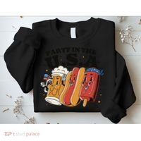 Party In The USA Hot Dog And Beer Funny Sweatshirt thumb 2