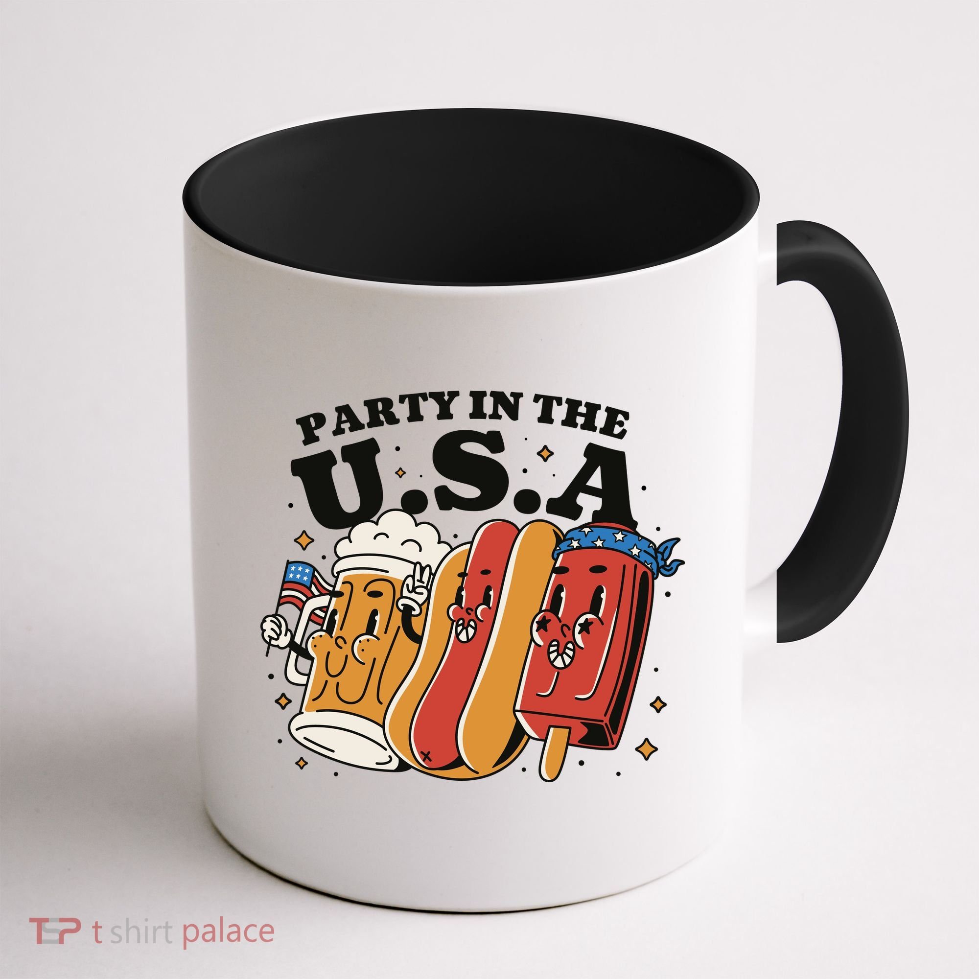 Party In The USA Hot Dog And Beer Funny Coffee Mug