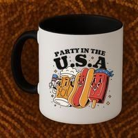 Party In The USA Hot Dog And Beer Funny Coffee Mug thumb 2