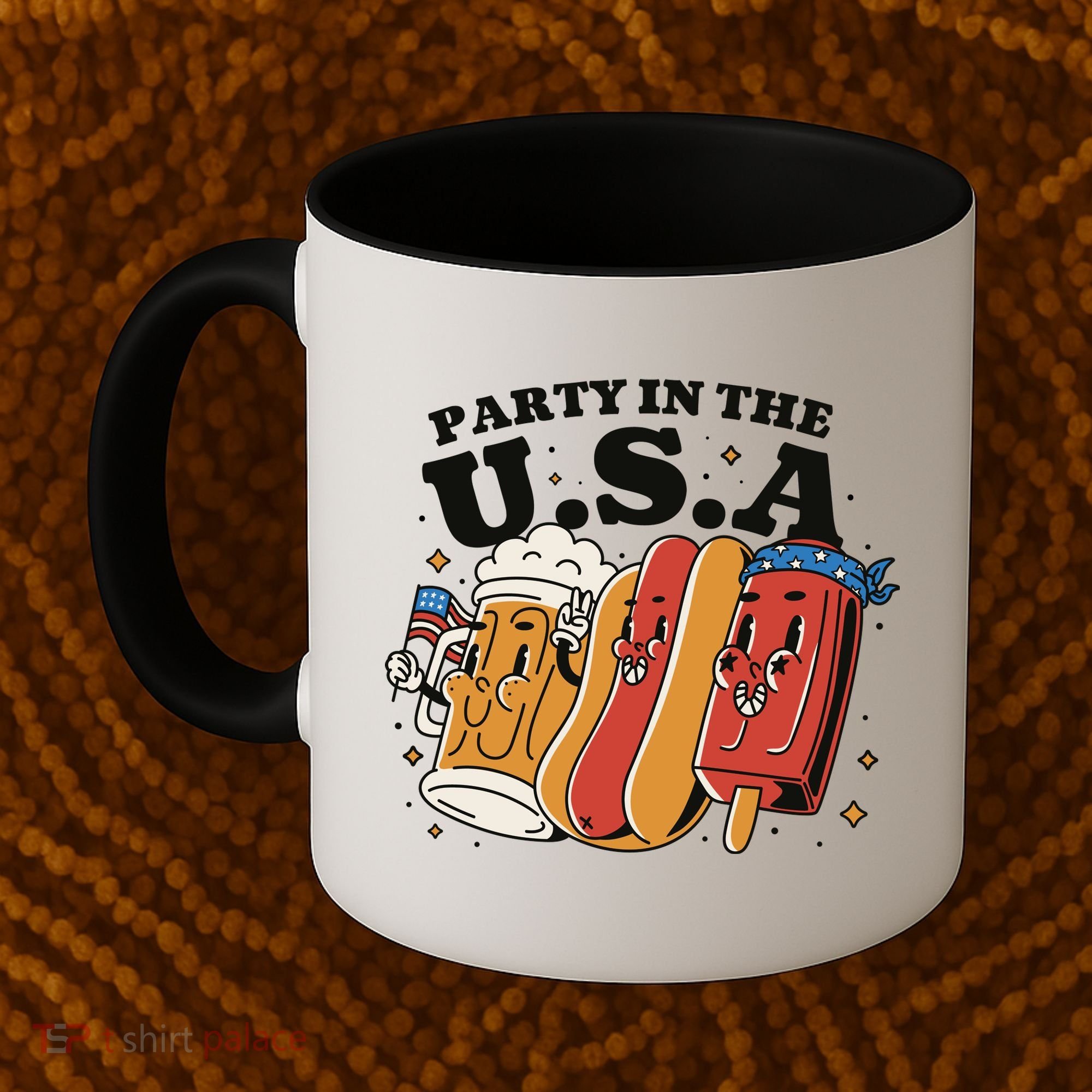 Party In The USA Hot Dog And Beer Funny Coffee Mug