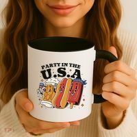 Party In The USA Hot Dog And Beer Funny Coffee Mug thumb 3