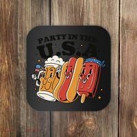Party In The USA Hot Dog And Beer Funny Coaster thumb 0