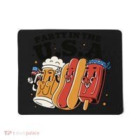 Party In The USA Hot Dog And Beer Funny Mousepad thumb 0