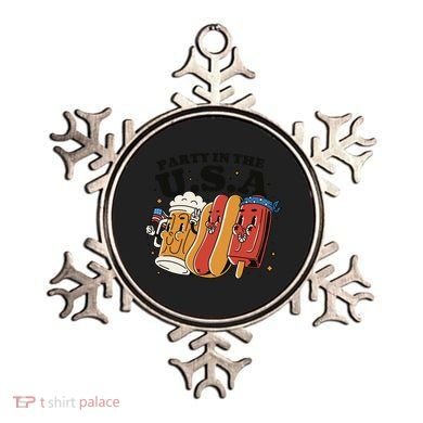 Party In The USA Hot Dog And Beer Funny Ornament