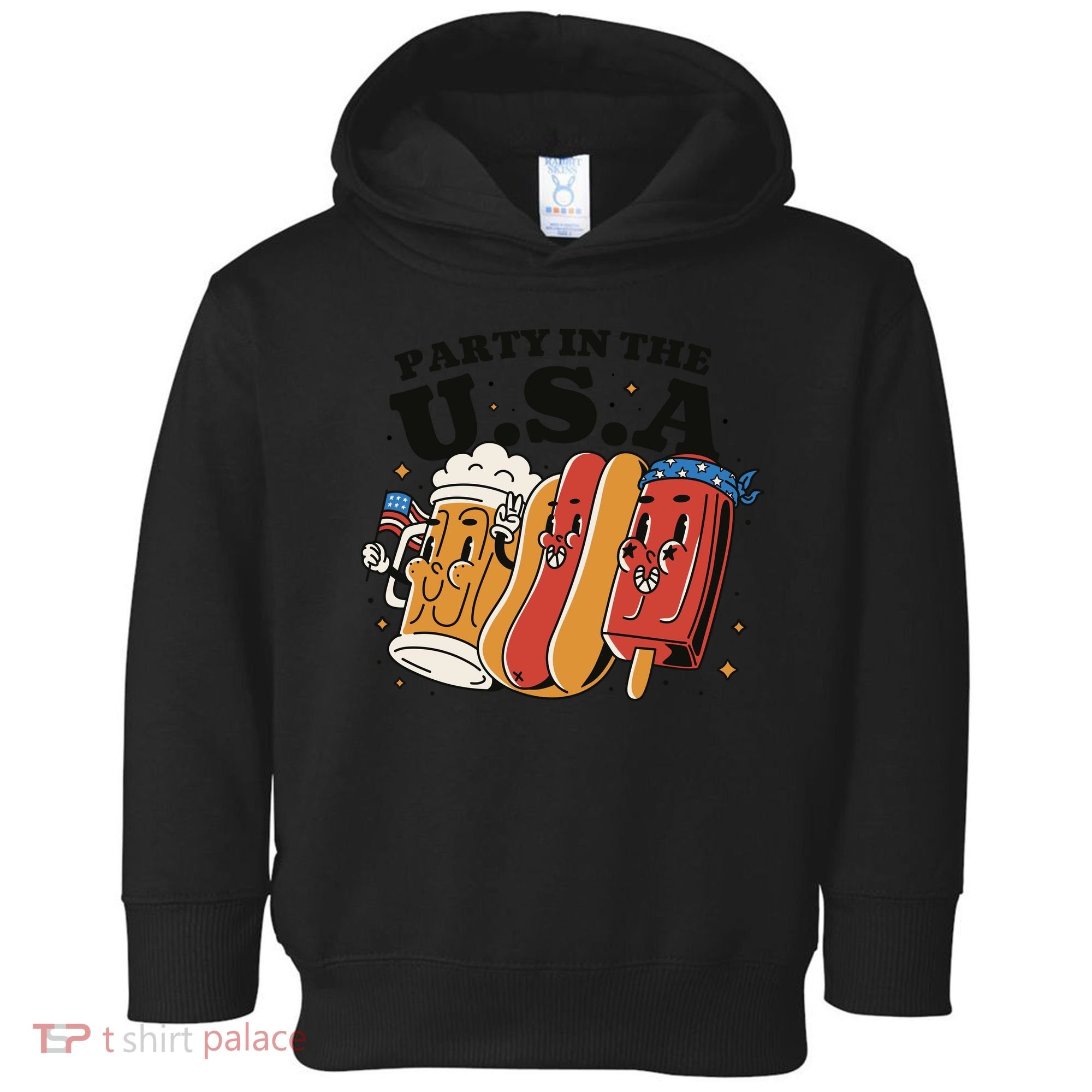 Party In The USA Hot Dog And Beer Funny Toddler Hoodie