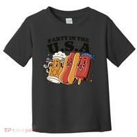 Party In The USA Hot Dog And Beer Funny Toddler T-Shirt thumb 0