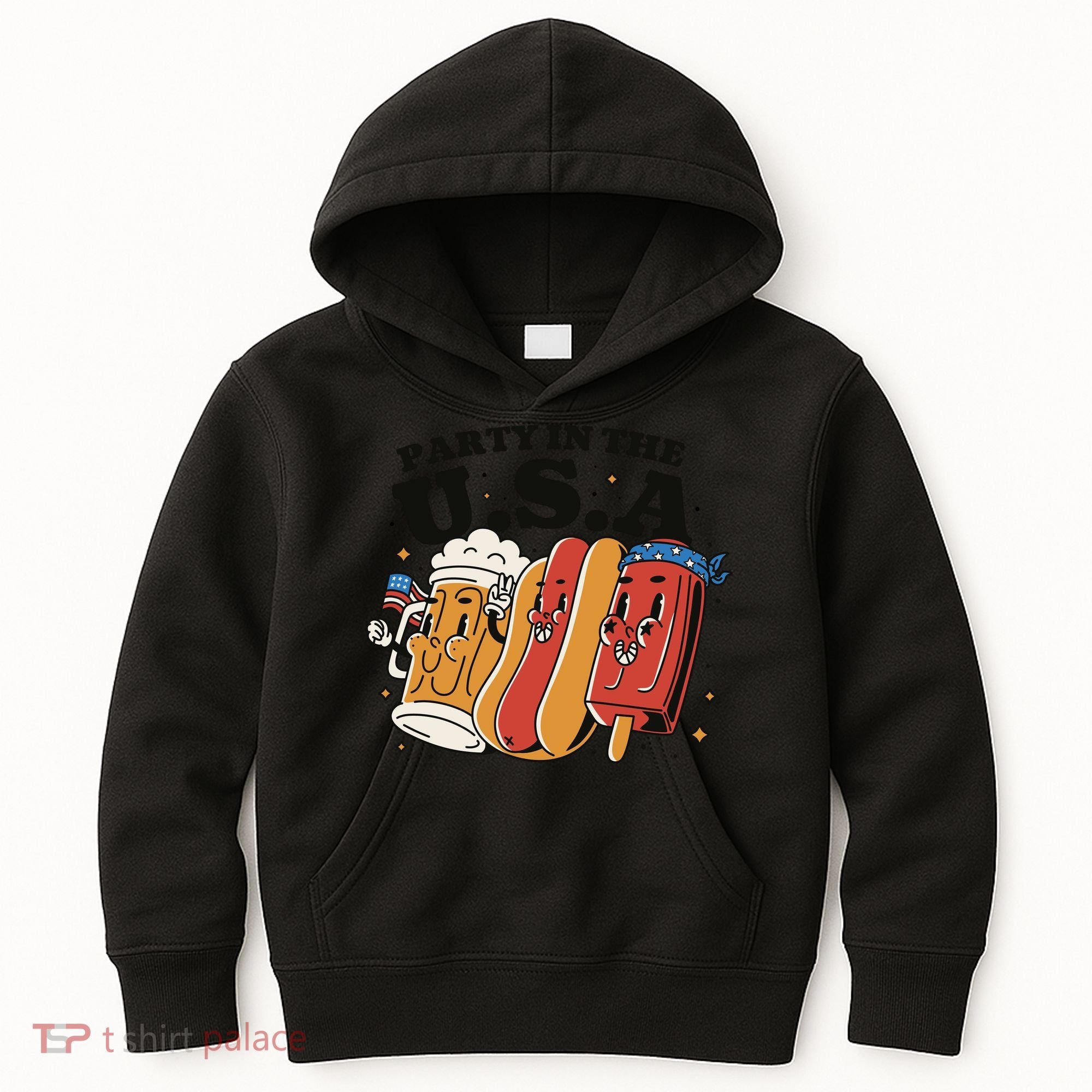 Party In The USA Hot Dog And Beer Funny Kids Hoodie
