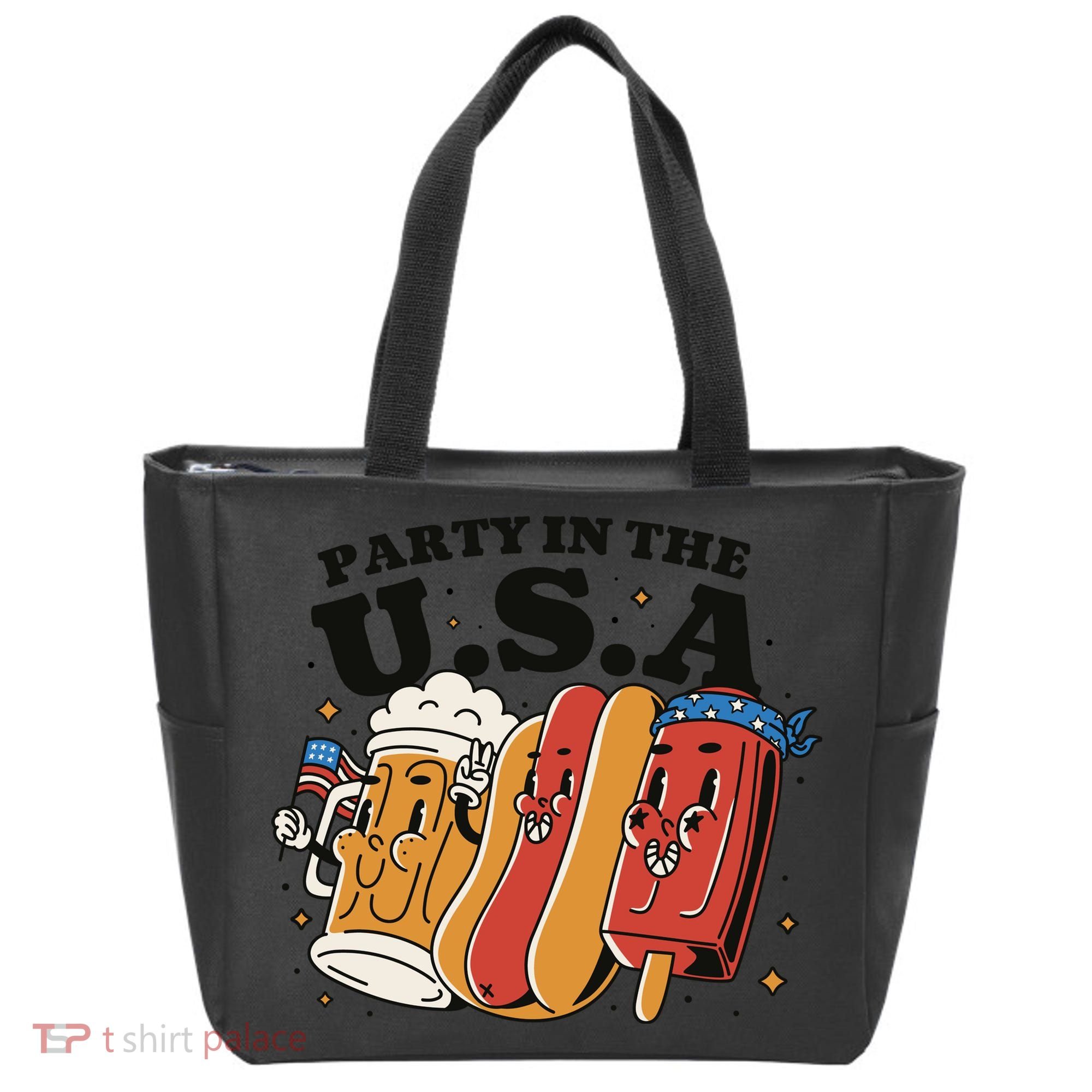 Party In The USA Hot Dog And Beer Funny Tote Bag