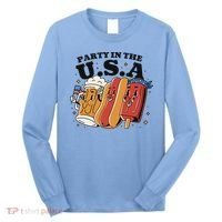 Party In The USA Hot Dog And Beer Funny Long Sleeve Shirt thumb 0