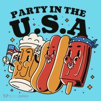 Party In The USA Hot Dog And Beer Funny Long Sleeve Shirt thumb 2