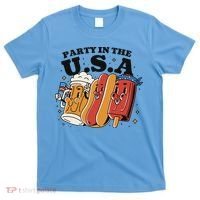 Party In The USA Hot Dog And Beer Funny T-Shirt thumb 0