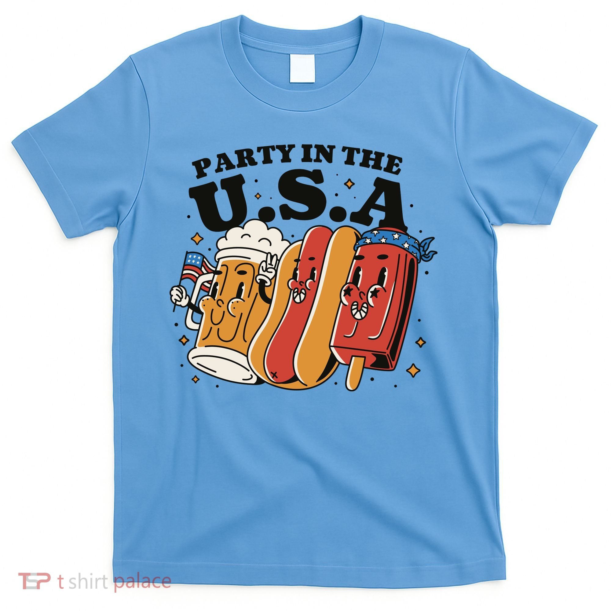 Party In The USA Hot Dog And Beer Funny T-Shirt