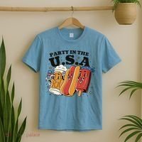 Party In The USA Hot Dog And Beer Funny T-Shirt thumb 2