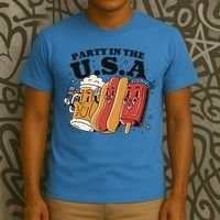 Party In The USA Hot Dog And Beer Funny T-Shirt thumb 3