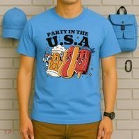 Party In The USA Hot Dog And Beer Funny T-Shirt thumb 5