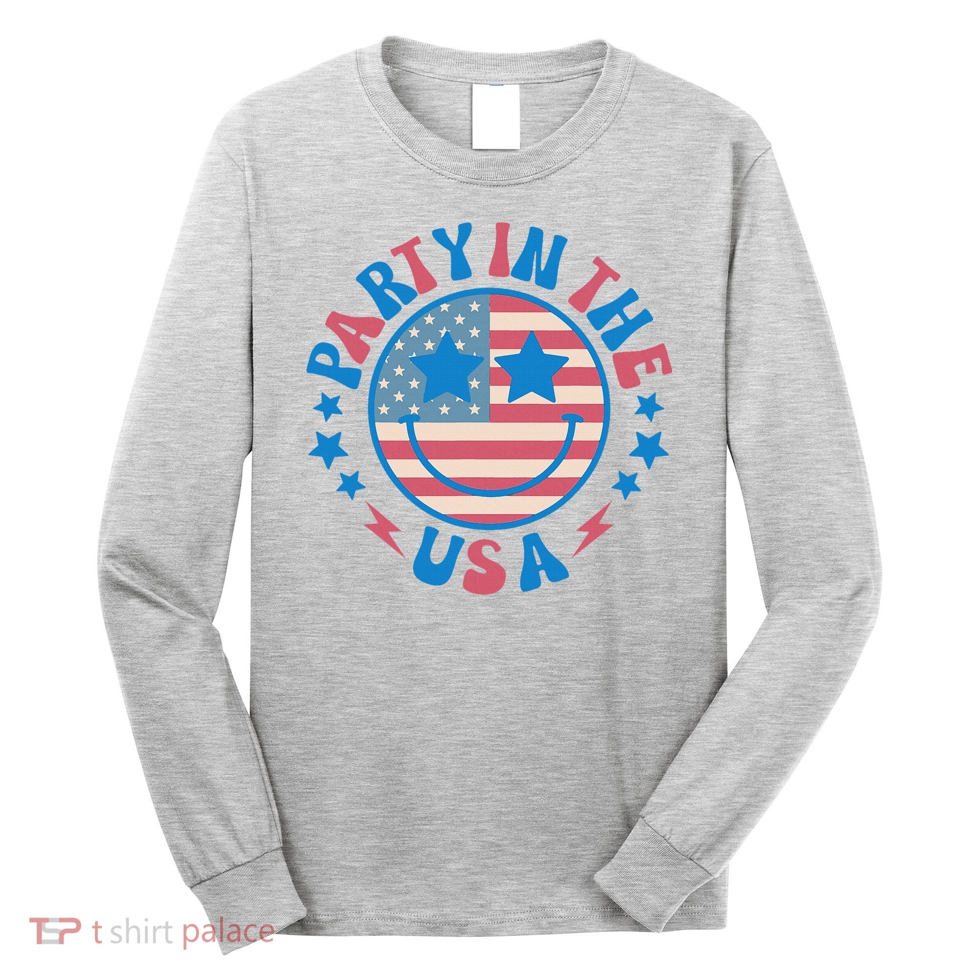 Party In The Usa 4th Of July Preppy Smile Long Sleeve Shirt
