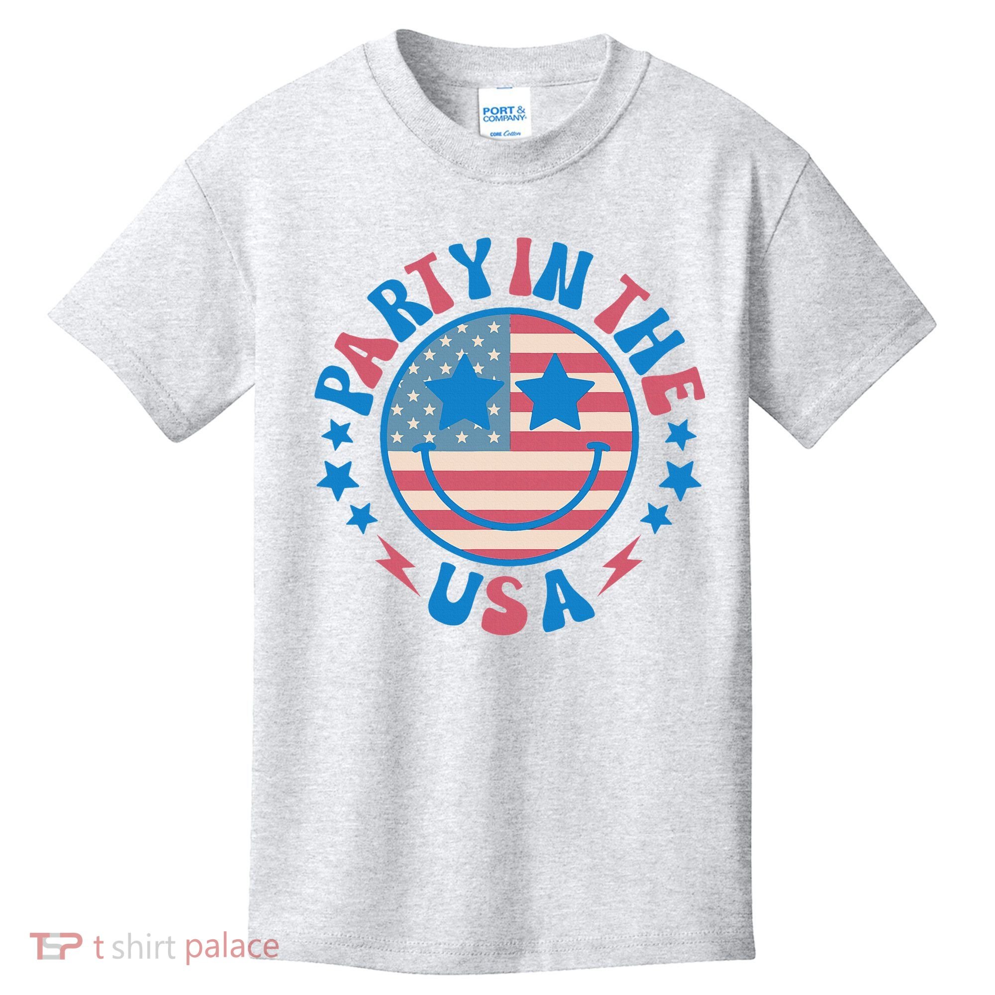 Party In The Usa 4th Of July Preppy Smile Kids T-Shirt
