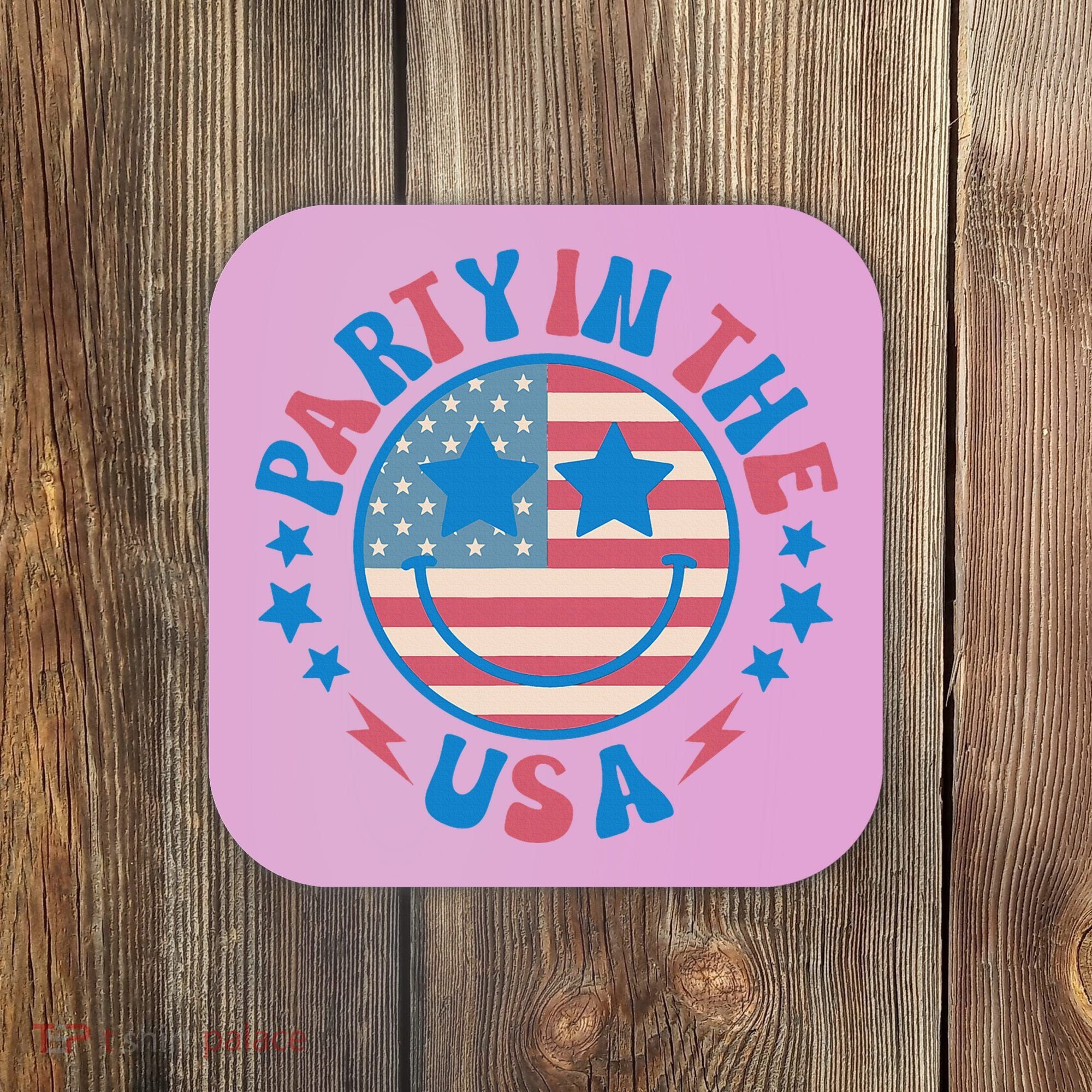 Party In The Usa 4th Of July Preppy Smile Coaster
