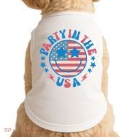 Party In The Usa 4th Of July Preppy Smile Doggie Tank thumb 0