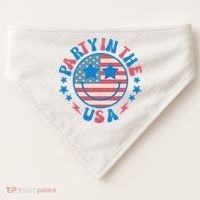 Party In The Usa 4th Of July Preppy Smile USA-Made Doggie Bandana thumb 0