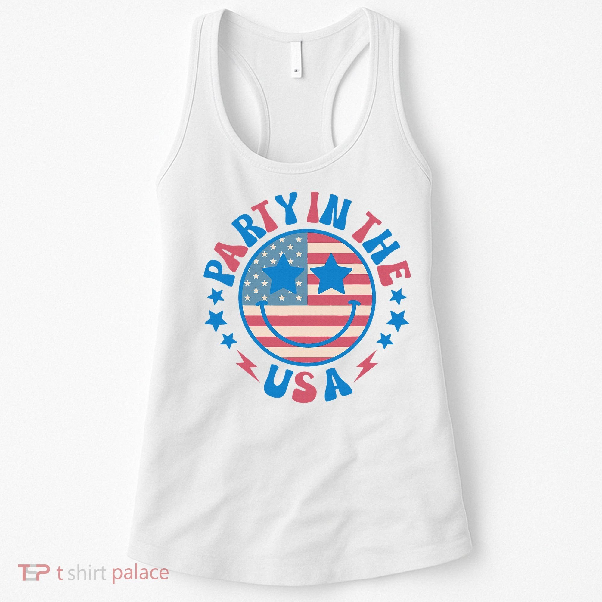 Party In The Usa 4th Of July Preppy Smile Women's Tank Top