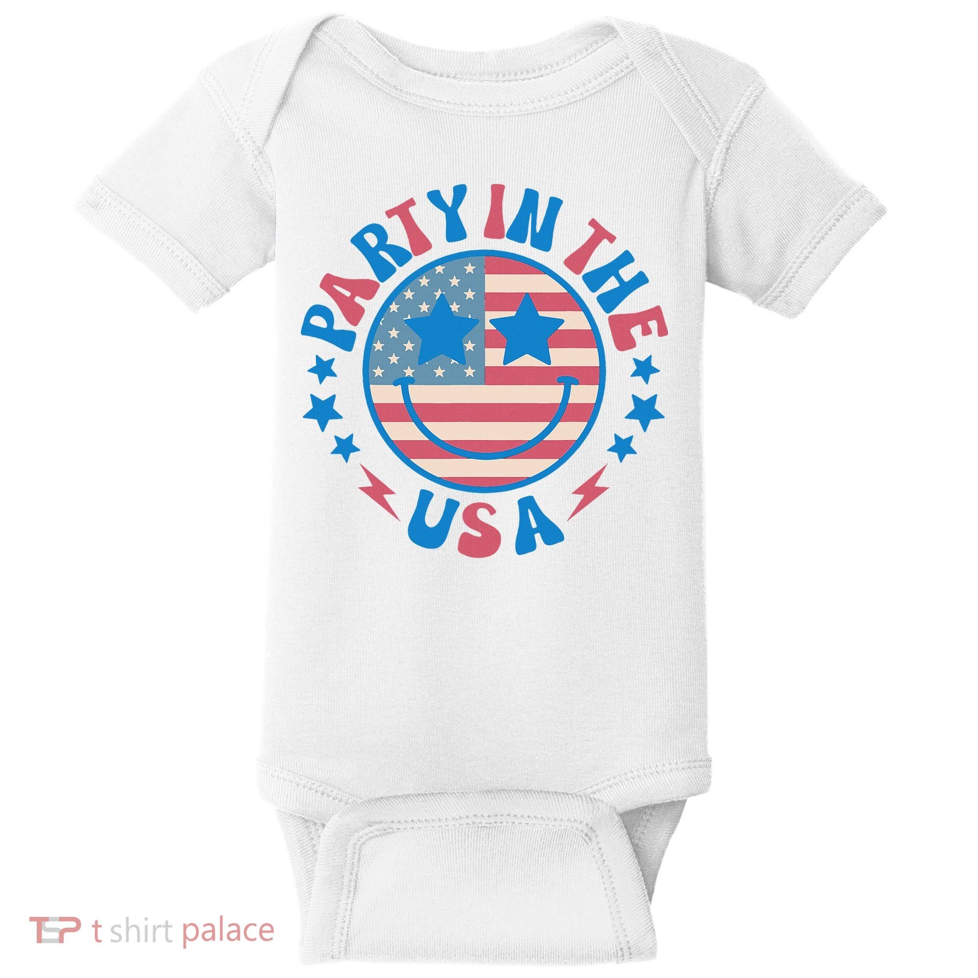 Party In The Usa 4th Of July Preppy Smile Baby Bodysuit