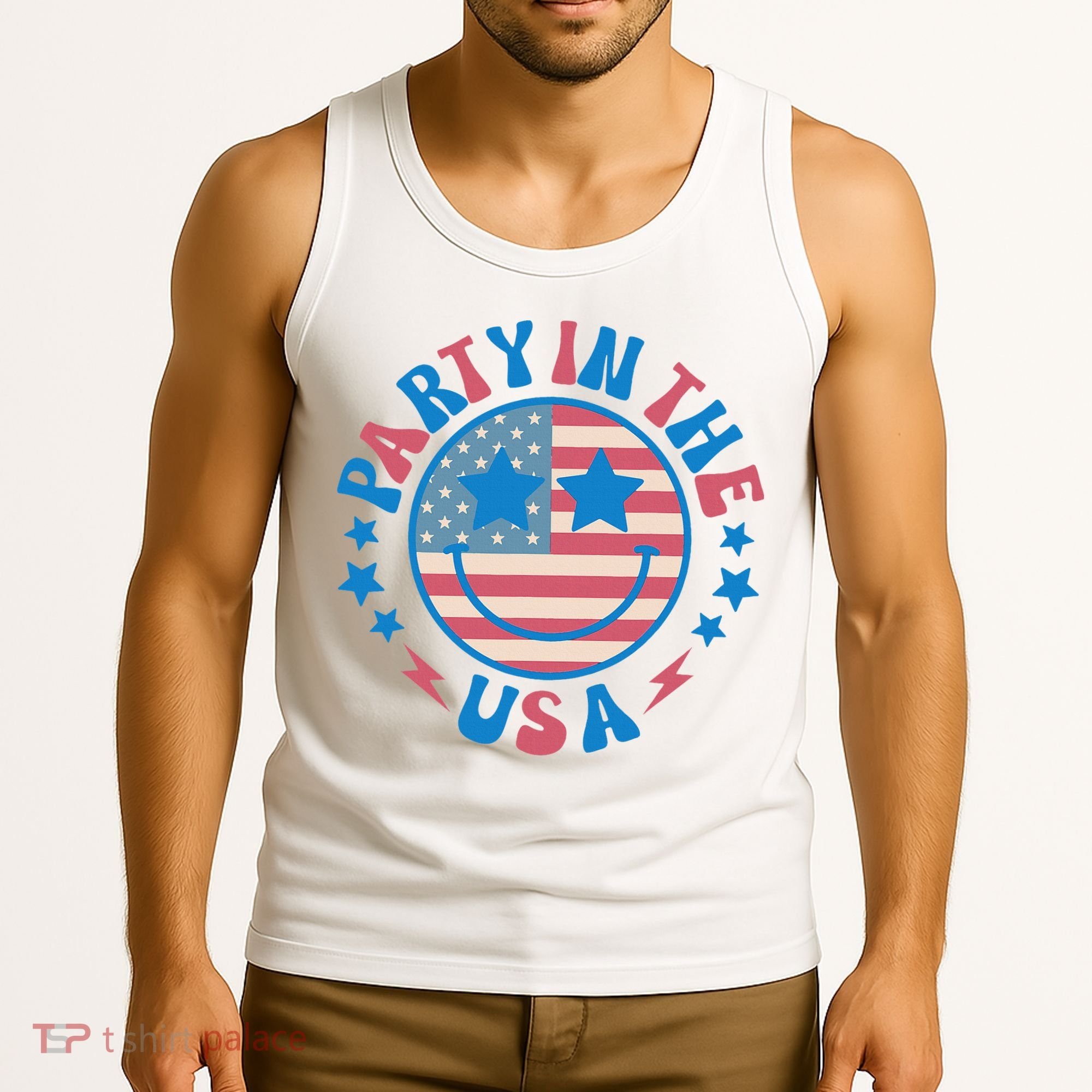Party In The Usa 4th Of July Preppy Smile Tank Top
